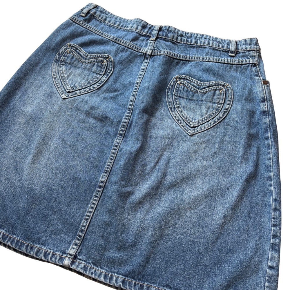 y2k Jypsy Jeans Denim Mini Skirt Blue Heart Pockets Size 16 Plus Size